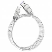 Cablu Hoco Data Cable Solid  - USB to Type-C PD100W, Transparent Silicone Protection, Zinc Alloy, 1m - Silver U113