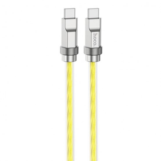 Cablu Hoco Data Cable Crystal  - Type-C to Type-C PD100W, Transparent Silicone Protection, Zinc Alloy, 1m - Gold U113