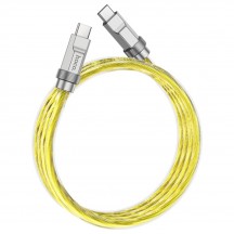 Cablu Hoco Data Cable Crystal  - Type-C to Type-C PD100W, Transparent Silicone Protection, Zinc Alloy, 1m - Gold U113