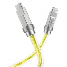 Cablu Hoco Data Cable Crystal  - Type-C to Type-C PD100W, Transparent Silicone Protection, Zinc Alloy, 1m - Gold U113