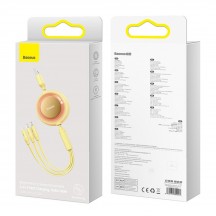 Cablu Baseus Data Cable Bright Mirror 2  - Retractable, USB to Lightning, Type-C, Micro-USB, 3.5A, 480Mbps - Yellow CAMJ010011