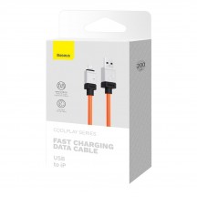 Cablu Baseus Data Cable CoolPlay Series  - USB to Lightning Fast Charging, 2.4A, 2m - Orange CAKW000507