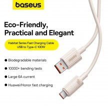 Cablu Baseus Data Cable Habitat Series  - USB to Type-C, Fast Charging, 100W, 480Mbps, 1m - Natural Green P10360203631-00