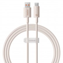 Cablu Baseus Data Cable Habitat Series  - USB to Type-C, Fast Charging, 100W, 480Mbps, 1m - Wheat Pink P10360203421-00