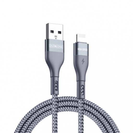 Cablu  Data Cable  - USB to Lightning Fast Charging 2.4A, 12W, 480Mbps, 1m - Grey A7