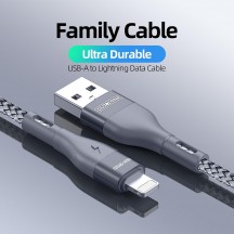 Cablu  Data Cable  - USB to Lightning Fast Charging 2.4A, 12W, 480Mbps, 1m - Grey A7