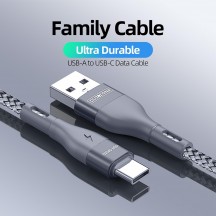 Cablu  Data Cable  - USB to Type-C Fast Charging 2.4A, 12W, 480Mbps, 2m - Grey A8