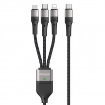 Cablu  Data Cable 3in1  - USB-C to Type-C, Lightning, Micro-USB, 100W, 1.3m - Grey A4