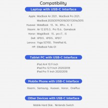 Cablu  Data Cable  - USB-C to Type-C Super Fast Charging 65W, 480Mbps, 1m - Grey A2