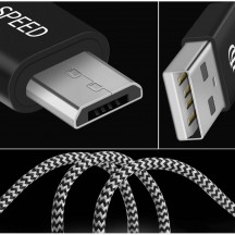 Cablu  Data Cable K-ONE - USB to Micro-USB, 3m - White Black