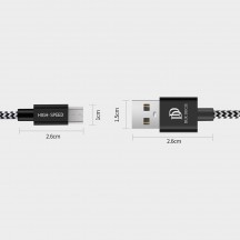 Cablu  Data Cable K-ONE - USB to Type-C, 3m - White Black