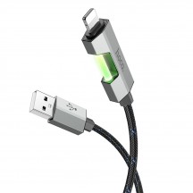 Cablu Hoco Data Cable Regent Colorful  - USB to Lightning with Transparent Protection, 1.2m - Black U123