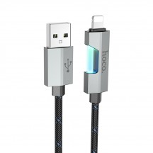 Cablu Hoco Data Cable Regent Colorful  - USB to Lightning with Transparent Protection, 1.2m - Black U123