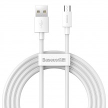 Cablu Baseus Data Cable Simple Wisdom (TZCAMZJ-02) - USB to Micro-USB, Quick Charge, 2.1A, 480Mbps, 1.5m - White 2 pack