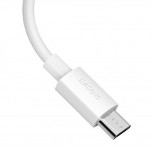 Cablu Baseus Data Cable Simple Wisdom (TZCAMZJ-02) - USB to Micro-USB, Quick Charge, 2.1A, 480Mbps, 1.5m - White 2 pack