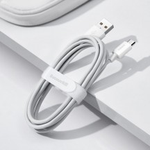 Cablu Baseus Data Cable Simple Wisdom (TZCAMZJ-02) - USB to Micro-USB, Quick Charge, 2.1A, 480Mbps, 1.5m - White 2 pack