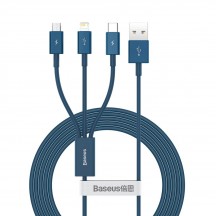 Cablu Baseus Data Cable Superior Series  - USB to Type-C, Micro-USB, Lightning, Fast Charging 3.5A, 1.5m - Blue CAMLTYS-03