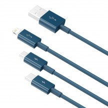 Cablu Baseus Data Cable Superior Series  - USB to Type-C, Micro-USB, Lightning, Fast Charging 3.5A, 1.5m - Blue CAMLTYS-03