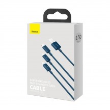 Cablu Baseus Data Cable Superior Series  - USB to Type-C, Micro-USB, Lightning, Fast Charging 3.5A, 1.5m - Blue CAMLTYS-03