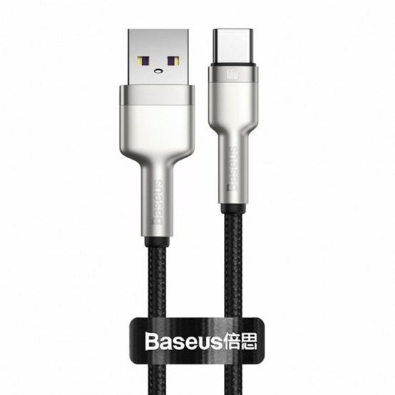 Cablu Baseus Data Cable Cafule Series Metal  - USB to Type-C, Super Fast Charging, 66W, 6A, 25cm - Black CAKF000001