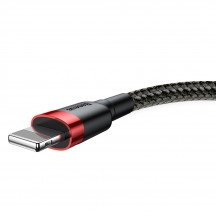 Cablu Baseus Data Cable Cafule  - USB to Lightning, 2.4A, 1m - Red Black CALKLF-B19