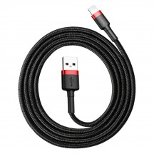 Cablu Baseus Data Cable Cafule  - USB to Lightning, 2.4A, 1m - Red Black CALKLF-B19