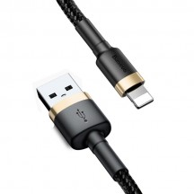 Cablu Baseus Data Cable Cafule  - USB to Lightning, 1.5A, 2m - Gold Black CALKLF-CV1