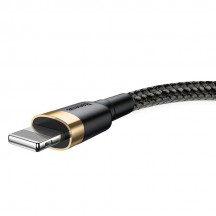 Cablu Baseus Data Cable Cafule  - USB to Lightning, 1.5A, 2m - Gold Black CALKLF-CV1