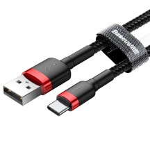 Cablu Baseus Data Cable Cafule  - USB to Type-C, 3A, 0.5m - Black / Red CATKLF-A91