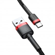 Cablu Baseus Data Cable Cafule  - USB to Type-C, 3A, 0.5m - Black / Red CATKLF-A91