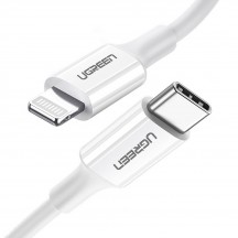 Cablu Ugreen Data Cable Rubber Shell  - USB-C to Lightning MFi, 3A, 2m - White 60749