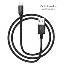 Cablu Hoco Data Cable Double  - USB-A to Micro-USB, 2.4A, 1.0m - Black X14