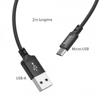 Cablu Hoco Data Cable Times Speed  - USB-A to Micro-USB, 2.4A, 2.0m - Black X14