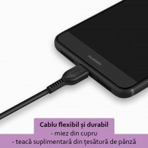 Cablu Hoco Data Cable Flash  - USB-A to Micro-USB, 10W, 2A, 3.0m - Black X20