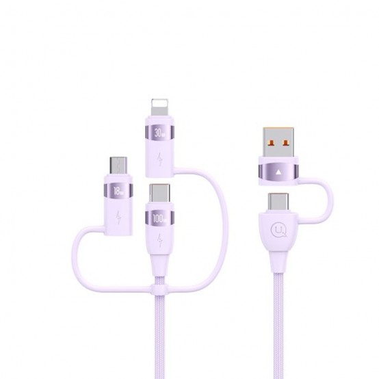 Cablu USAMS Data Cable 6in1 U85  - Fast Charging PD100W, USB, Type-C to Lightning, Micro-USB, USB-C, 1.2m - Purple US-SJ645