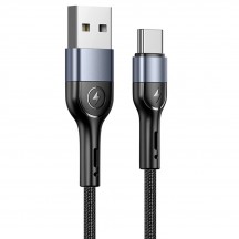 Cablu USAMS Data Cable Aluminum Alloy Braided U55  - USB to Type-C, 1m - Black US-SJ449