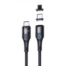 Cablu USAMS Data Cable U66 Magnetic - Type-C to Lightning 20W, Type-C 60W, PD, Fast Charge, 1.2m - Black