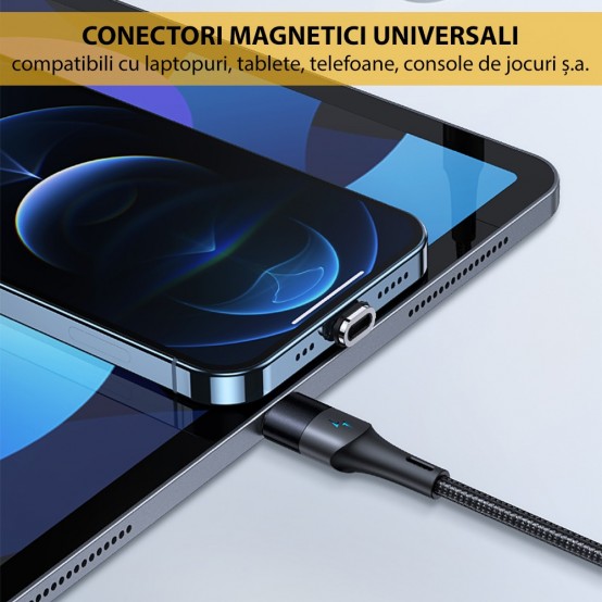 Cablu USAMS Data Cable U66 Magnetic - Type-C to Lightning 20W, Type-C 60W, PD, Fast Charge, 1.2m - Blue