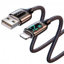 Cablu USAMS Data Cable U78  - Lightning, PD, 12W, Digital Display, Fast Charge, 1.2m - Black US-SJ543