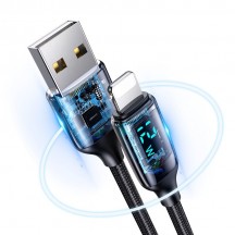 Cablu USAMS Data Cable U78  - Lightning, PD, 12W, Digital Display, Fast Charge, 1.2m - Black US-SJ543