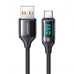 Cablu USAMS Data Cable U78  - Type-C, PD, 66W, Digital Display, Fast Charge, 1.2m - Black US-SJ544