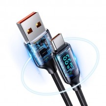 Cablu USAMS Data Cable U78  - Type-C, PD, 66W, Digital Display, Fast Charge, 1.2m - Black US-SJ544