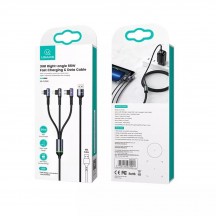 Cablu USAMS Data Cable 3in1 U80  - USB to Angled Type-C, Lightning, Micro-USB, 66W - Black US-SJ561