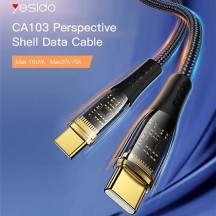 Cablu Yesido Data Cable  - Type-C to Type-C, 100W, 1.2m - Black CA103