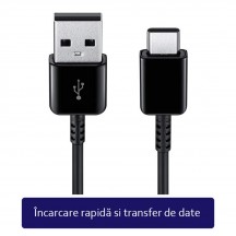 Cablu Samsung Data Cable  - USB to Type-C, Fast Charge, 25W, 1.5m - Black (Bulk Packing) EP-DW700CBE