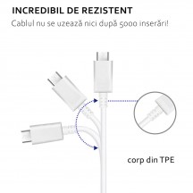 Cablu Samsung Data Cable  - USB to Type-C, Fast Charge 2.1A, 1m - White (Bulk Packing) EP-DG970BWE