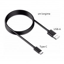 Cablu Samsung Data Cable  - USB to Type-C, Quick Charge, 2.1A, 480Mbps, 0.8m - Black (Bulk Packing) EP-DR140ABE