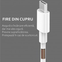 Cablu Samsung Data Cable  - Type-C to Type-C, Super Fast Charging, 100W, 1m - White (Bulk Packing) EP-DG977BWE