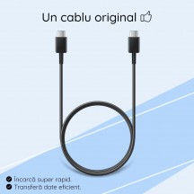 Cablu Samsung Data Cable  - USB-C to Type-C Fast Charging 3A, 1m - Black (Bulk Packing) EP-DA705BBEGWW