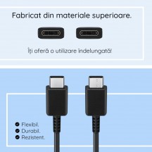 Cablu Samsung Data Cable  - USB-C to Type-C Fast Charging 3A, 1m - Black (Bulk Packing) EP-DA705BBEGWW